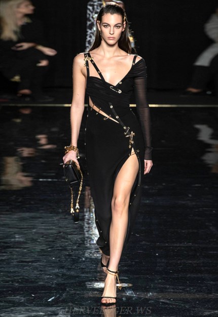 Herve Leger Black One Sleeve Gown