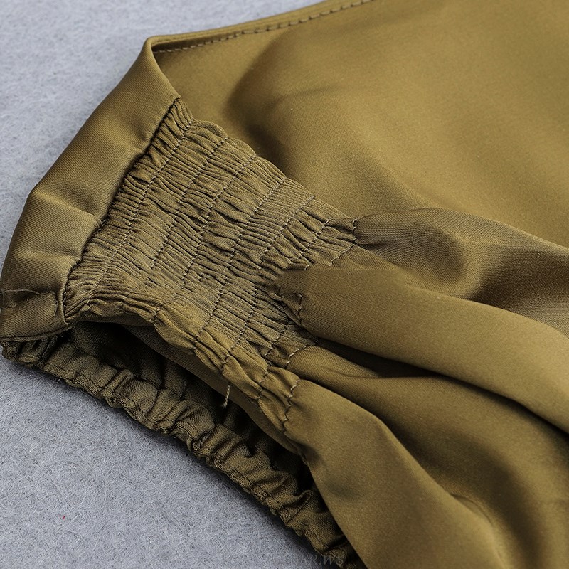 Herve Leger Olive Green Ruched Dress
