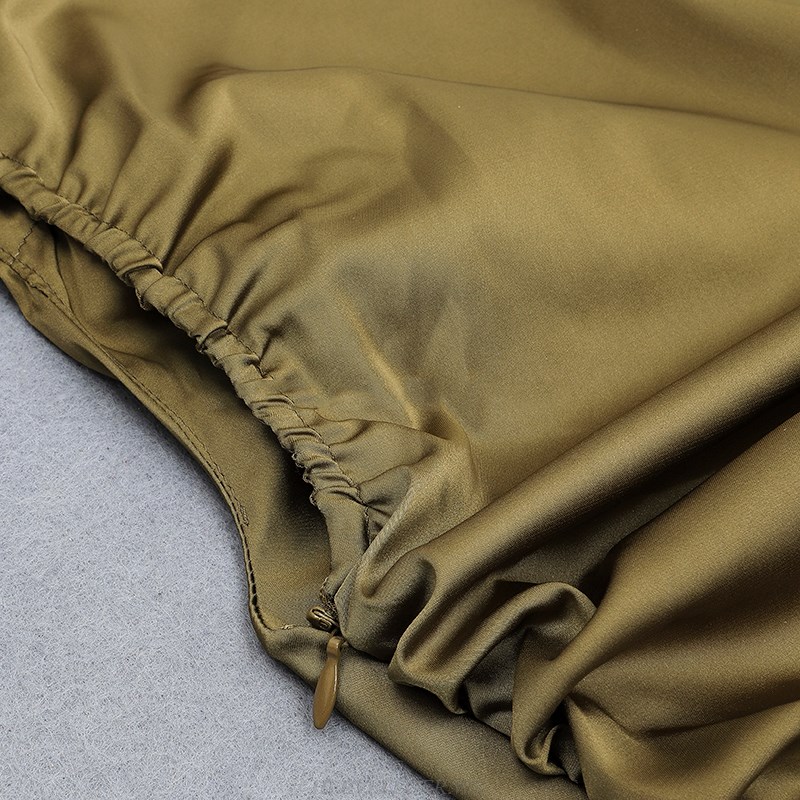 Herve Leger Olive Green Ruched Dress