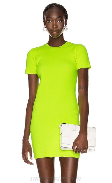 Herve Leger Neon Short Sleeve Dress Herve Leger Neon Short Sleeve Dress