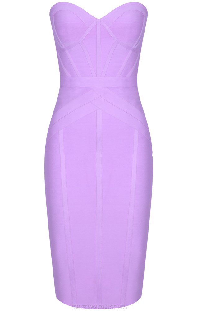 Herve Leger Lilac Strapless Dress
