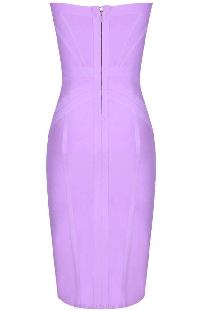 Herve Leger Lilac Strapless Dress