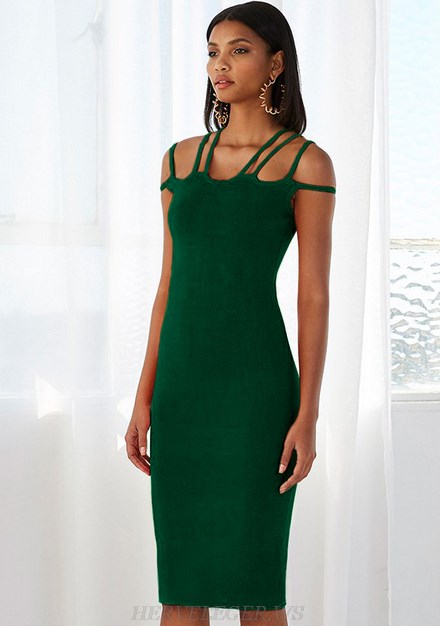 Herve Leger Green Strappy Dress