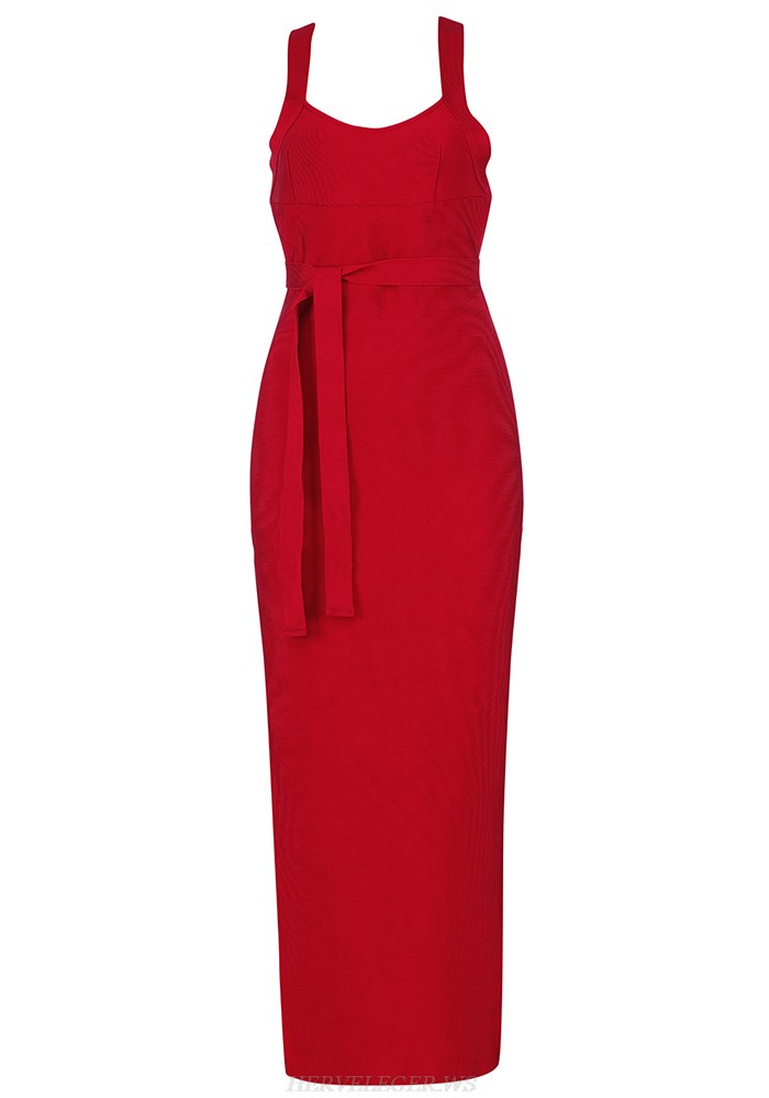 Herve Leger Red Strappy Dress