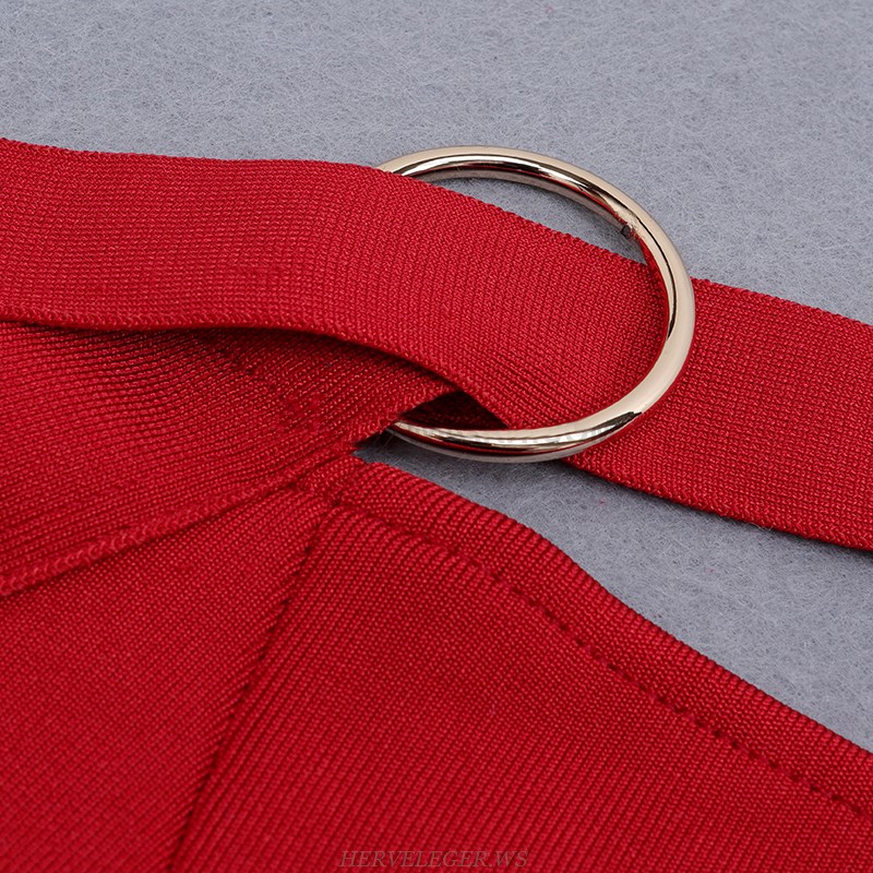 Herve Leger Red Strappy Dress