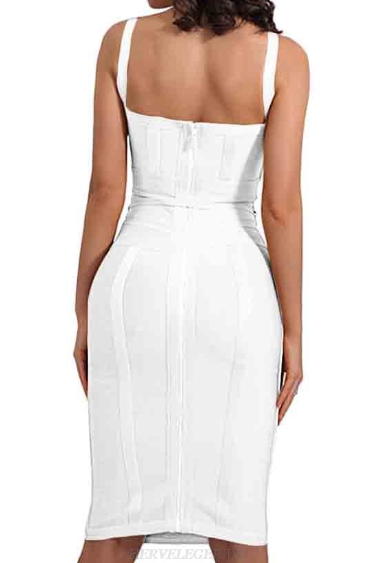 Herve Leger White Tie Detail Dress