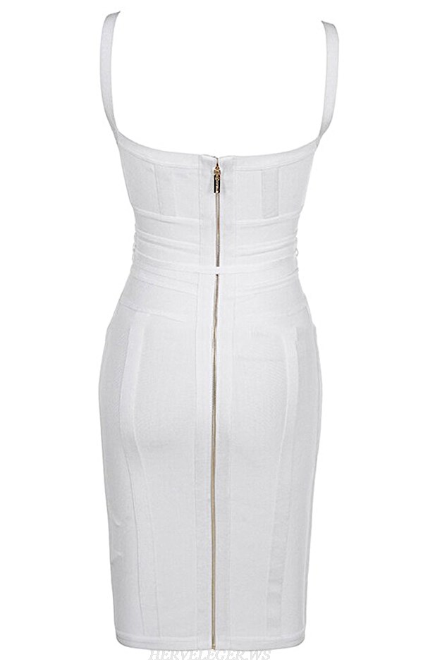 Herve Leger White Tie Detail Dress