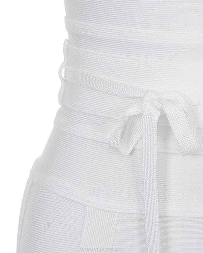 Herve Leger White Tie Detail Dress