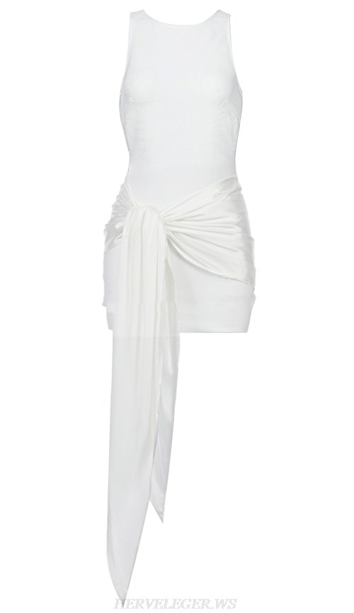 Herve Leger White Wrap Detail Dress