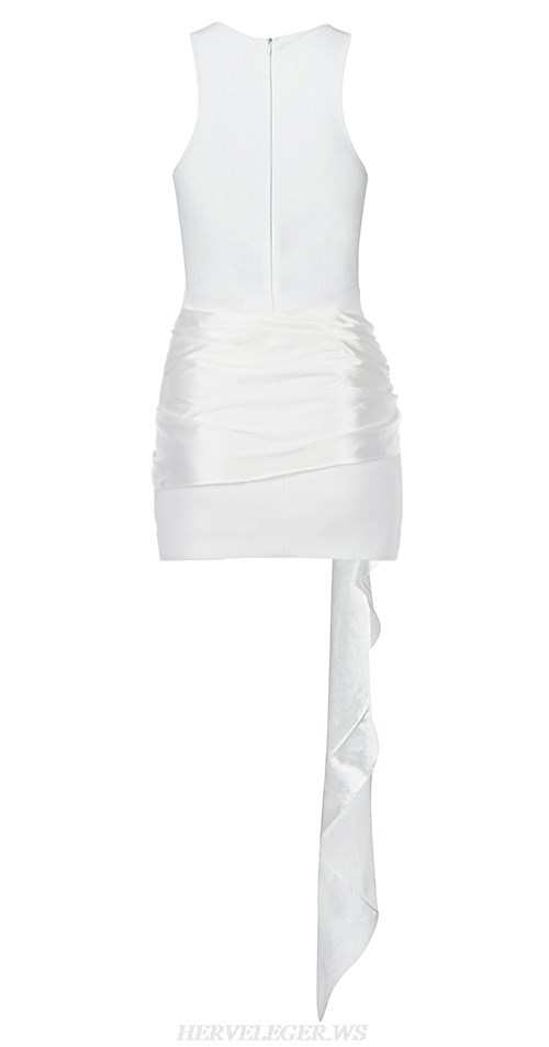 Herve Leger White Wrap Detail Dress