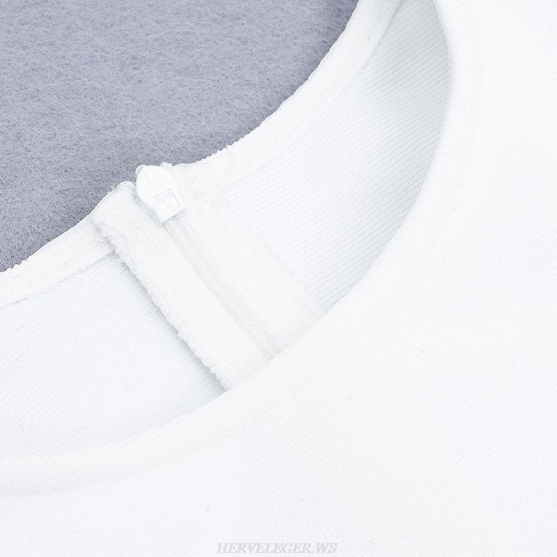 Herve Leger White Wrap Detail Dress