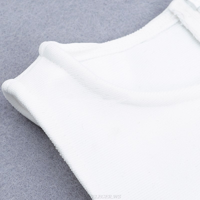 Herve Leger White Wrap Detail Dress