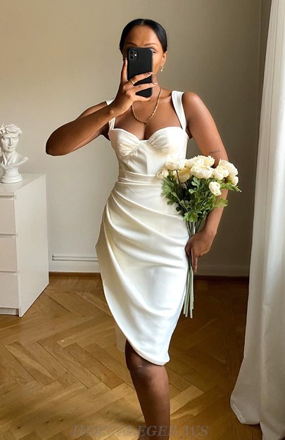 Herve Leger White Bustier Draped Dress