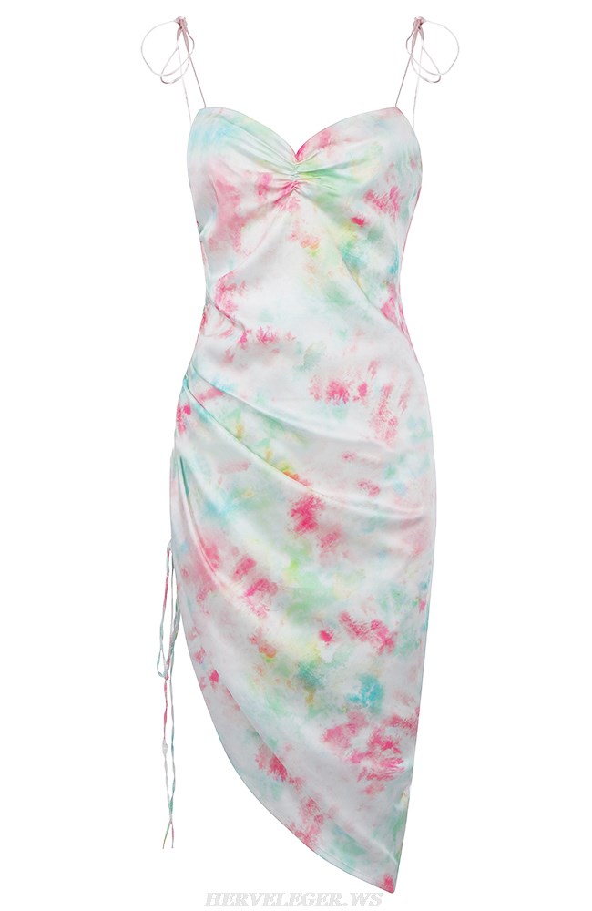 Herve Leger Draped Printed Dress