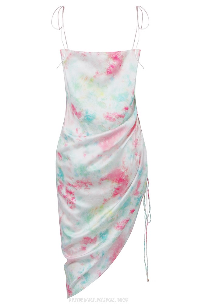 Herve Leger Draped Printed Dress
