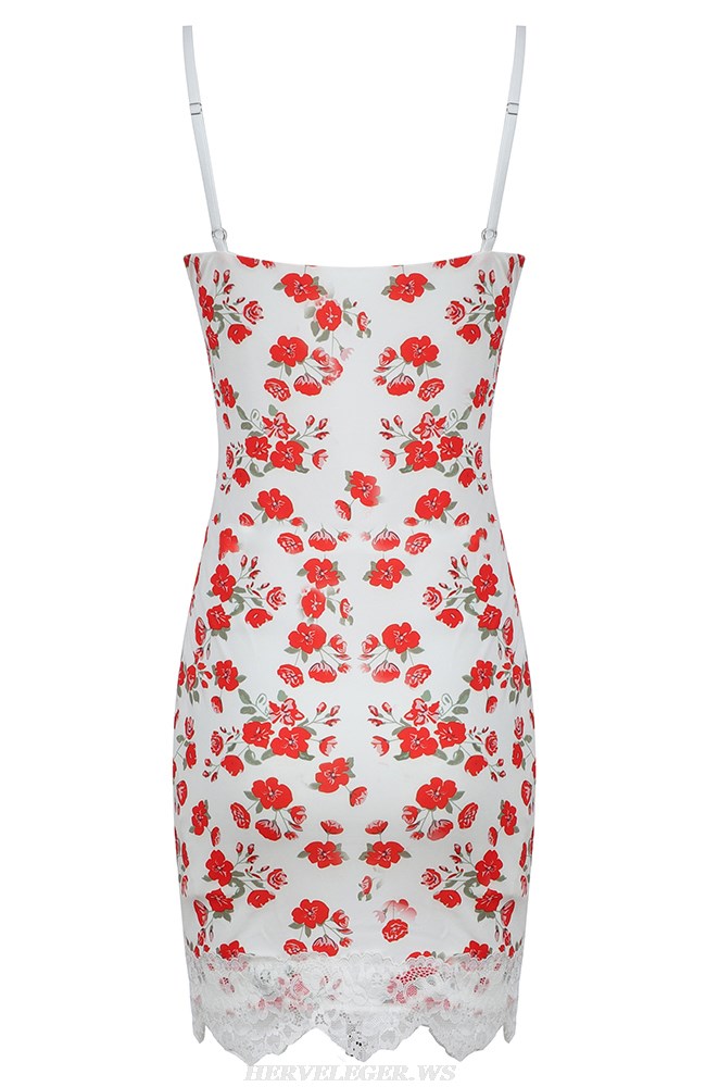 Herve Leger White Lace Printed Dress