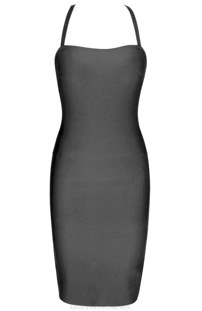 Herve Leger Black Lace Up Back Dress