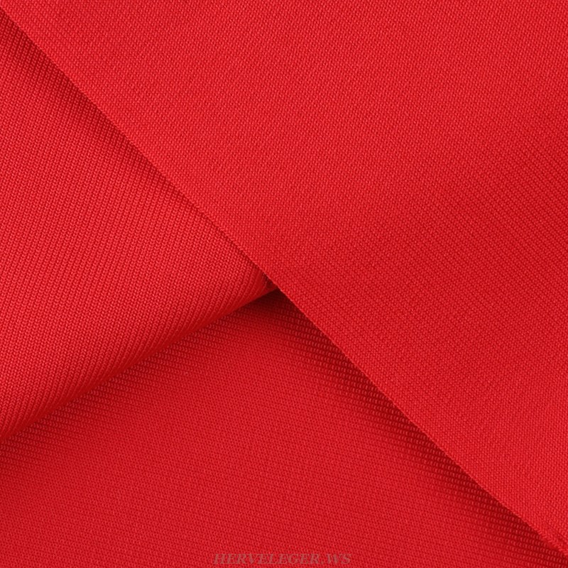 Herve Leger Red Lace Up Back Dress