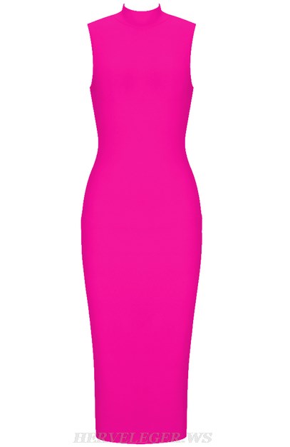 Herve Leger Neon Hot Pink Dress