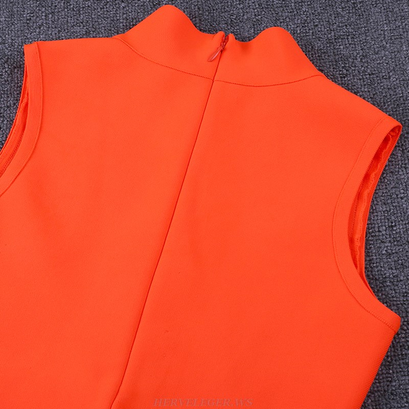 Herve Leger Neon Orange Dress