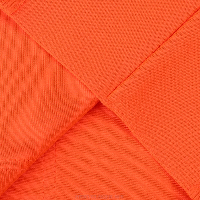 Herve Leger Orange One Shoulder Bardot Dress