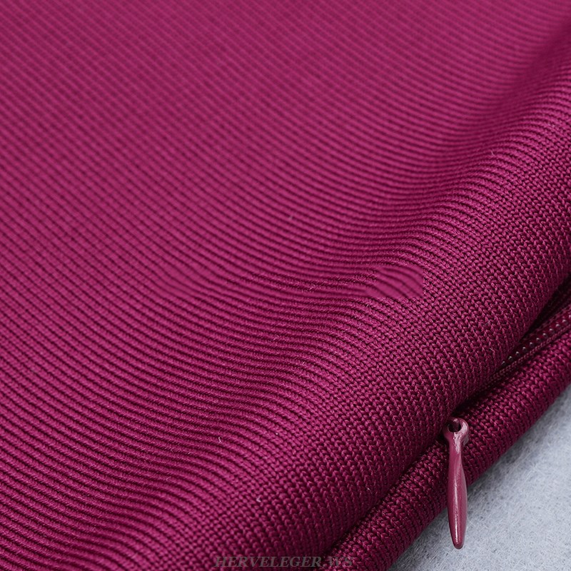 Herve Leger Burgundy One Shoulder Dress