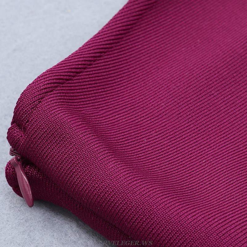 Herve Leger Burgundy One Shoulder Dress