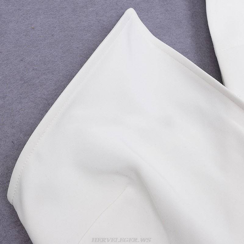 Herve Leger White One Sleeve Dress