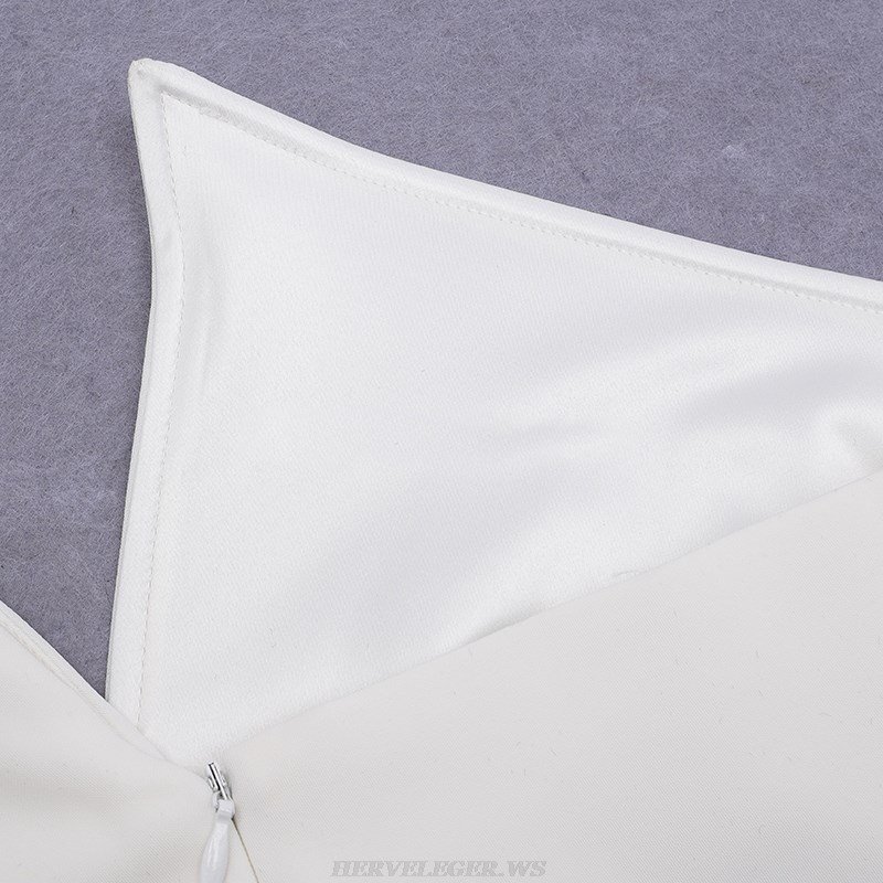 Herve Leger White One Sleeve Dress
