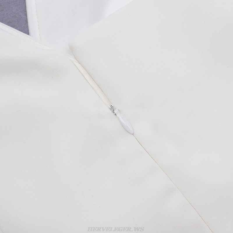 Herve Leger White One Sleeve Dress