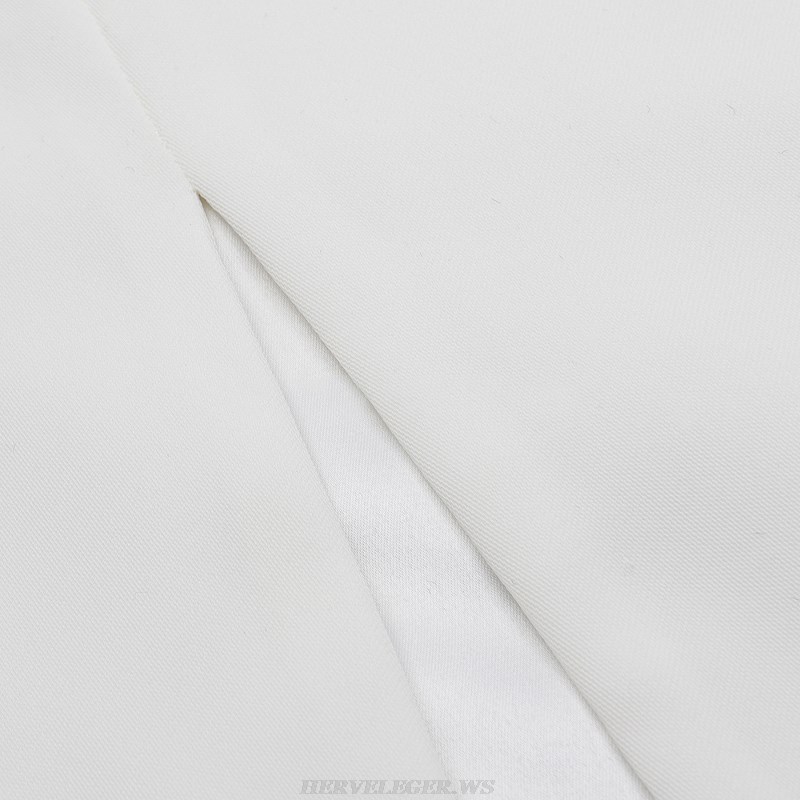 Herve Leger White One Sleeve Dress