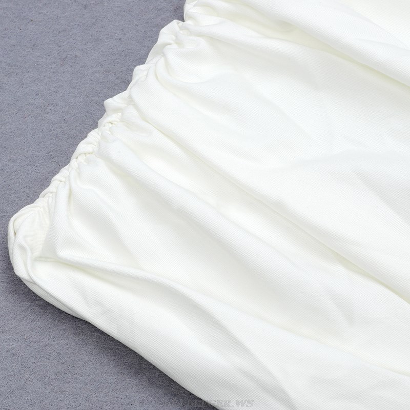 Herve Leger White Ruched Dress