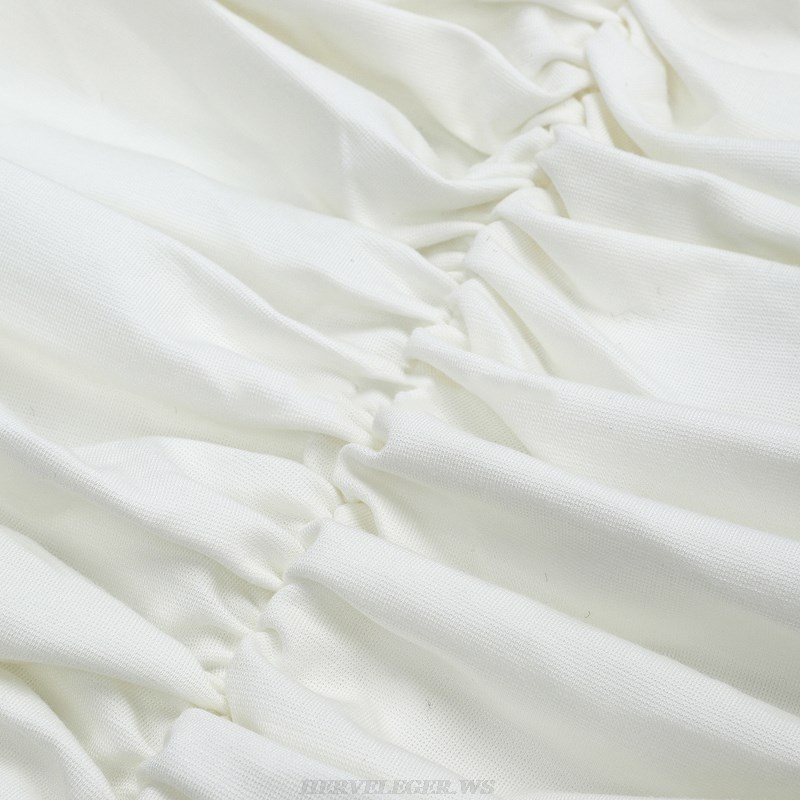 Herve Leger White Ruched Dress