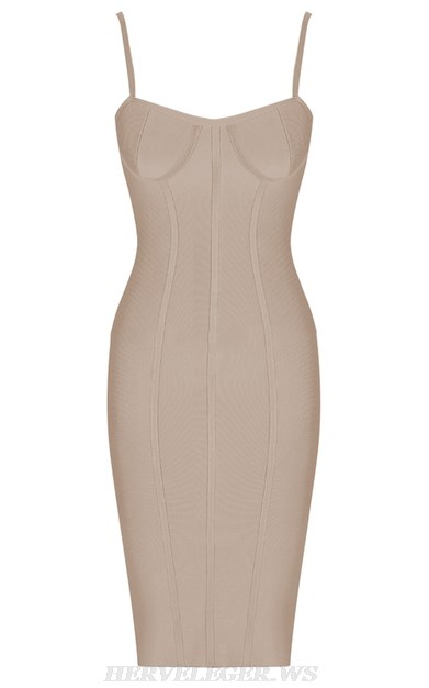 Herve Leger Nude Structured Bustier Bandage Dress