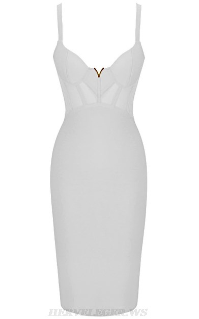Herve Leger White Structured Mesh Dress Herve Leger White Structured Mesh Dress