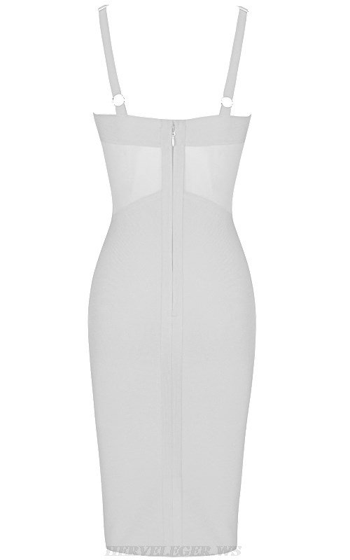 Herve Leger White Structured Mesh Dress