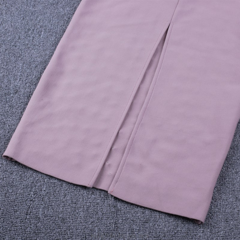 Herve Leger Lavender Long Sleeve Pearl Dress