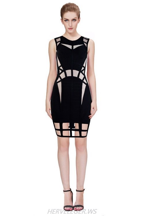 HERVE LEGER BLACK CUTOUT BANDAGE DRESS HERVE LEGER BLACK CUTOUT BANDAGE DRESS