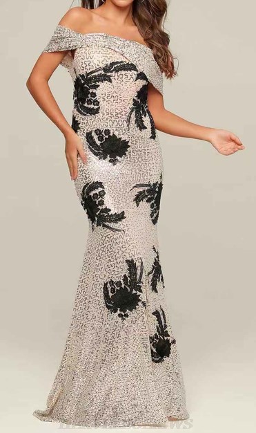 Herve Leger Light Pink Black Bardot Sequin Evening Dress