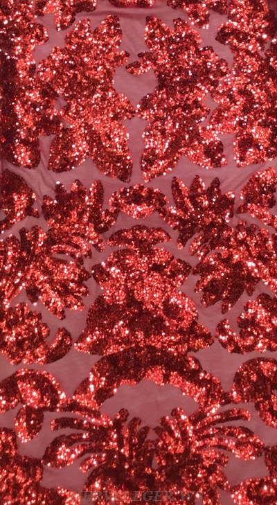 Herve Leger Red Cap Sleeve Sequin Dress