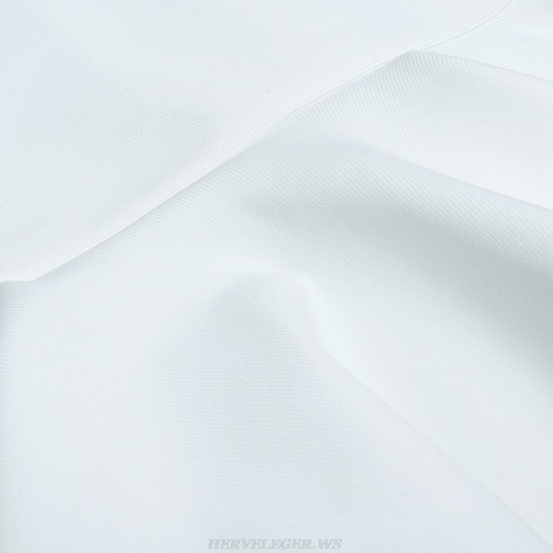 Herve Leger White Fluted Dress