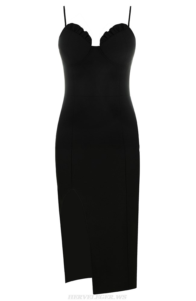 Herve Leger Black Frill Bustier Dress