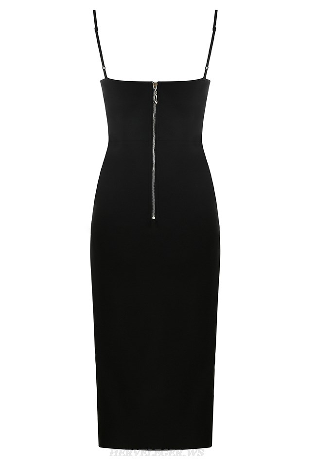 Herve Leger Black Frill Bustier Dress