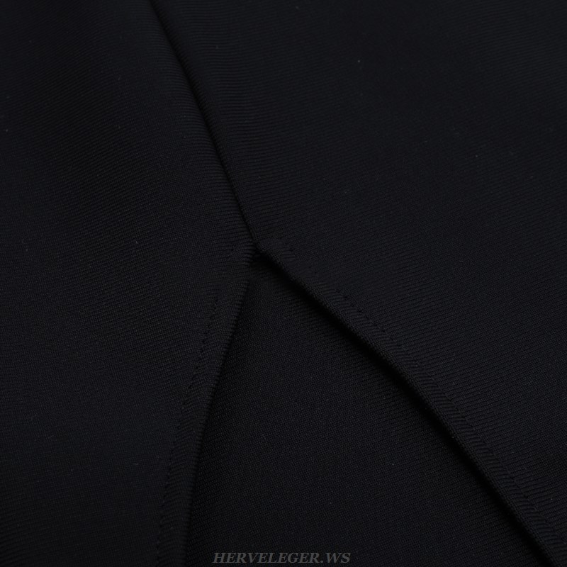 Herve Leger Black Frill Bustier Dress