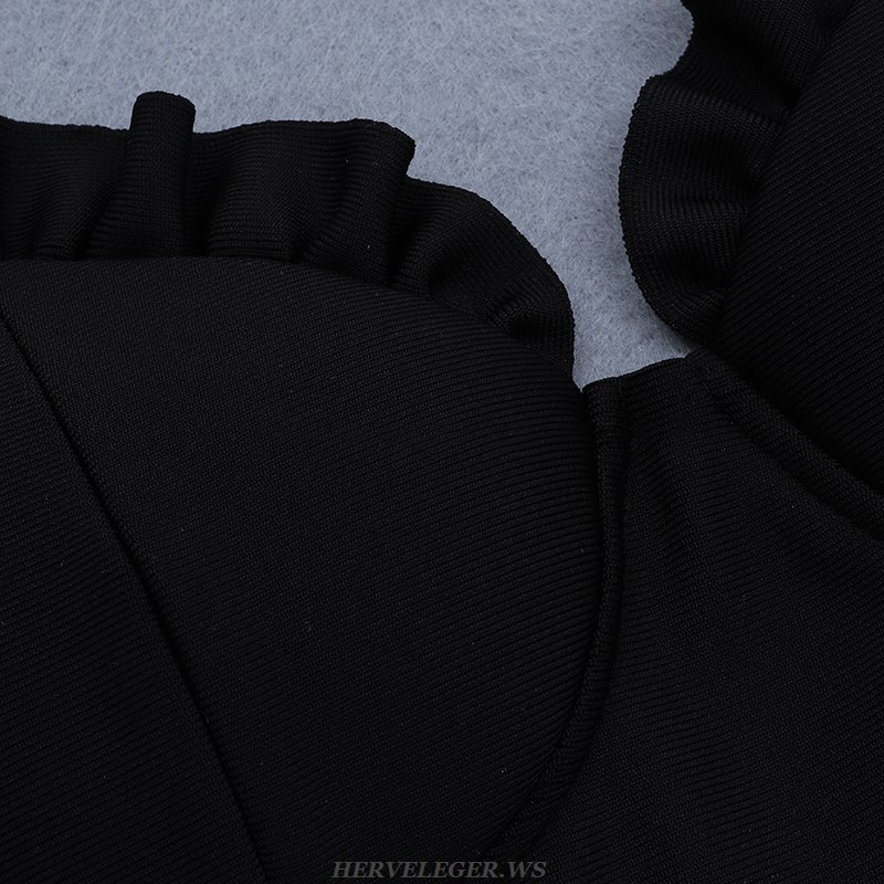 Herve Leger Black Frill Bustier Dress