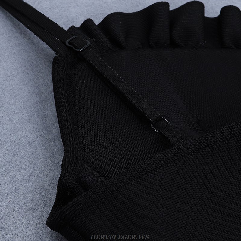 Herve Leger Black Frill Bustier Dress