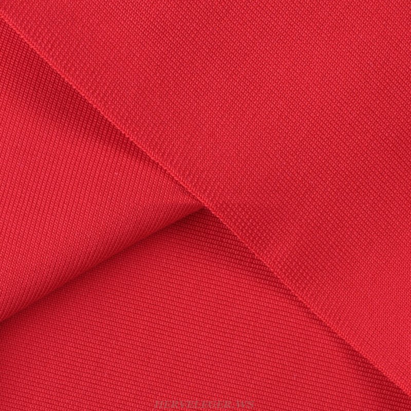 Herve Leger Red Lace Bardot Dress