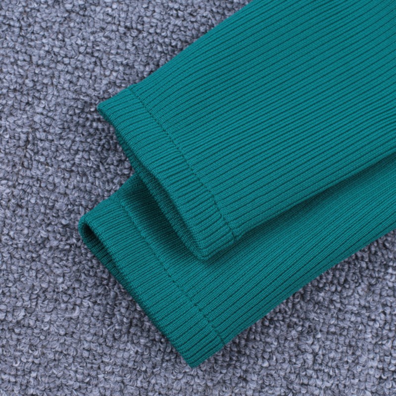 Herve Leger Green Long Sleeve Fur Bardot Dress