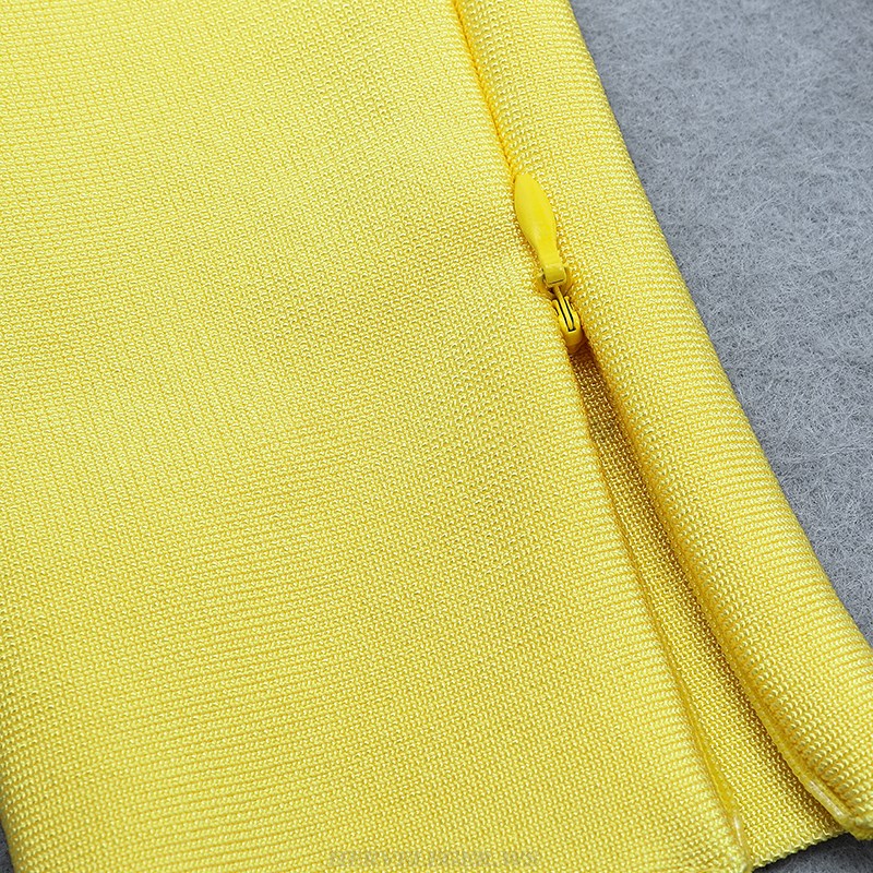 Herve Leger Yellow Long Sleeve Dress