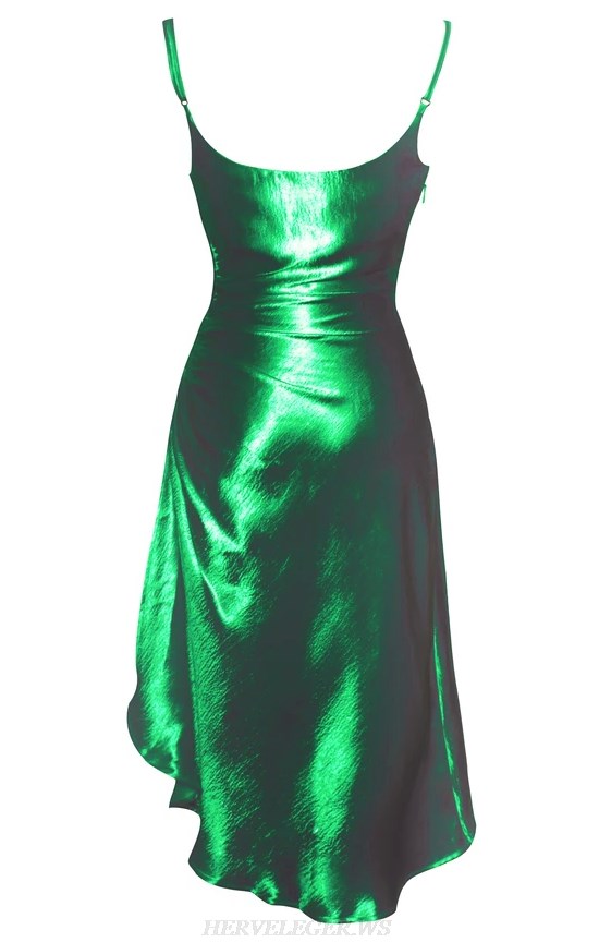 Herve Leger Green A Line Satin Dress